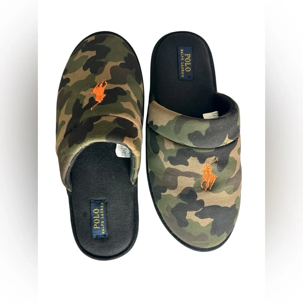 Ralph Lauren Polo Men's Klarence Jersey Scuff Camo Mule Slippers